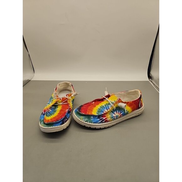 Womens Hey Dude Wendy Mandala Tie Dye Rainbow Pride Size 8 No Insoles - Picture 1 of 8